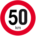 Maximumsnelheid 50 voor voertuig 1