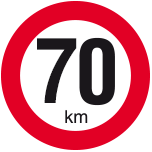 Maximumsnelheid 70 voor voertuig 1