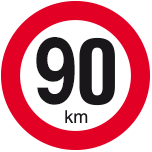 Maximumsnelheid 90 voor voertuig 1
